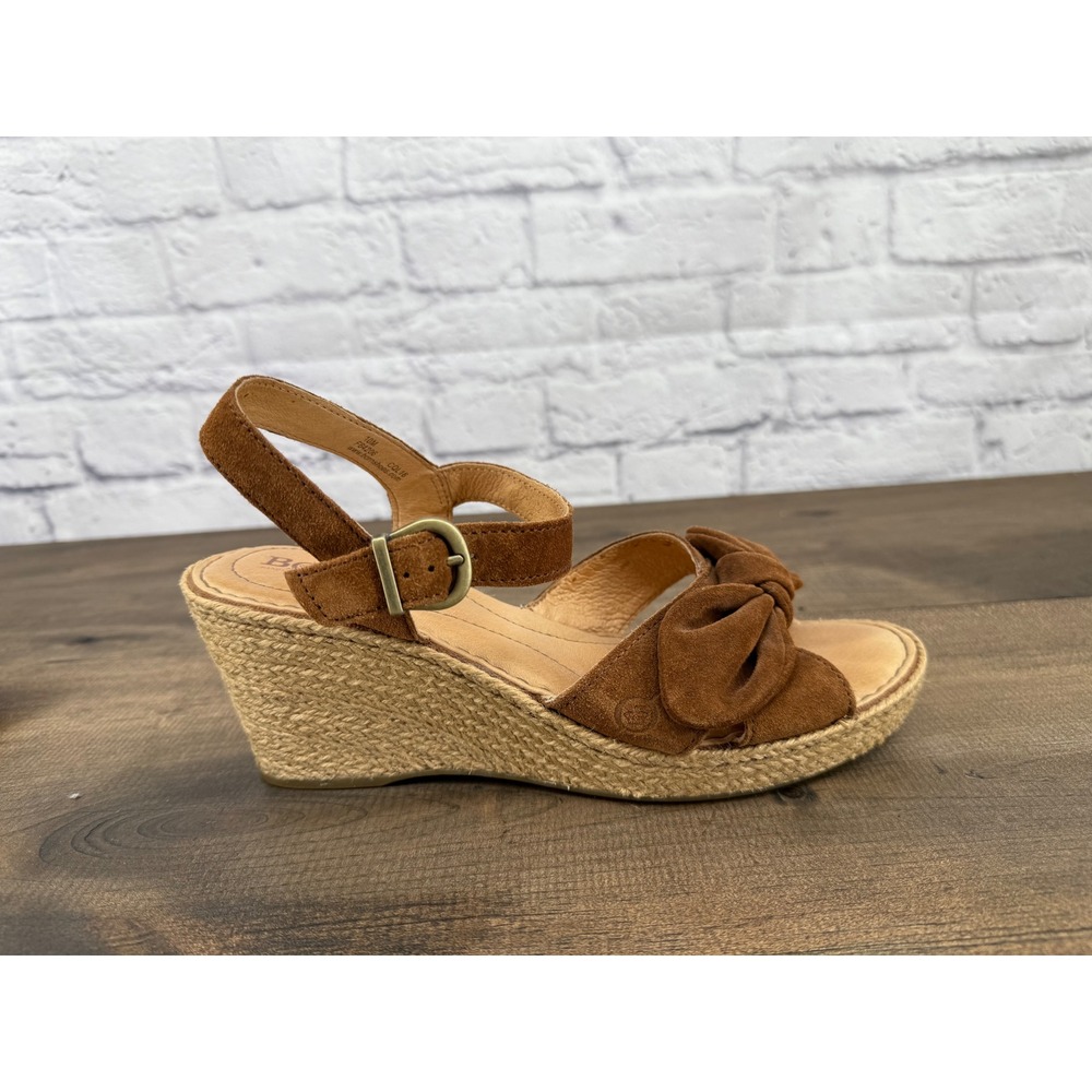 BORN Monticello Knotted Wedge Sandal Brown‎ Women's Size 10M Espadrille - Picture 7 of 9